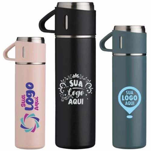 Garrafa Térmica com Caneca 500ml Q/F Personalizada