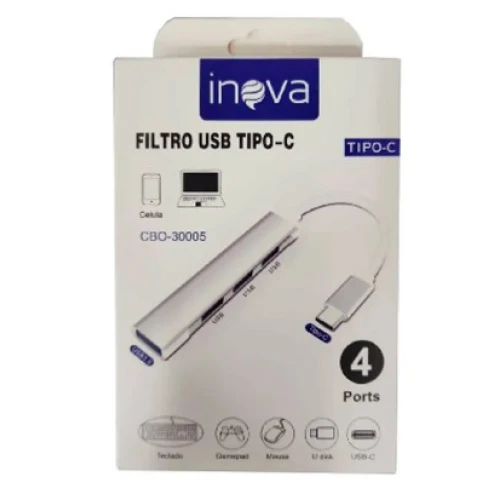 Filtro Usb Inova 4 Portas Usb e Usb C Cbo-3005