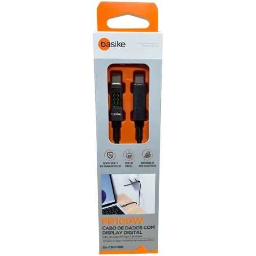 Cabo de Dados Rápido Tipo C Tipo C Basike 100W Cabo 1 Metro Ba-CBO119