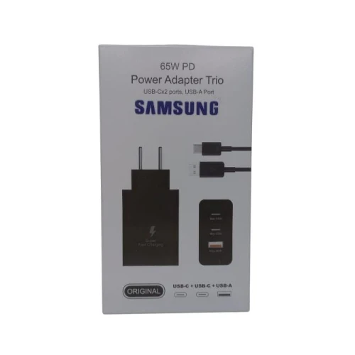 Carregador USB C Power Adapter Trio Samsung 65W PD + duas Portas Tipo C