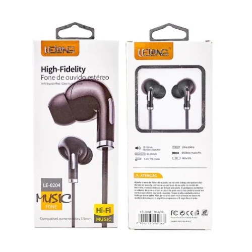 Fone de Ouvido Estéreo Lelong 3.5mm LE-0204