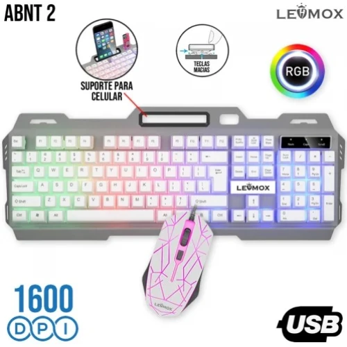 Kit Teclado e Mouse Gamer RGB Lehmox LEY-2078