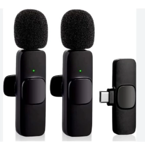 Microfone de Prender Eletro Mex Tipo C sem Fio Canal Duplo K9 EL-1821