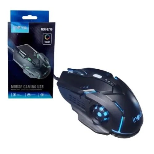 Mouse Gamer USB Luzes Led Coloridas Inova MOU-8776
