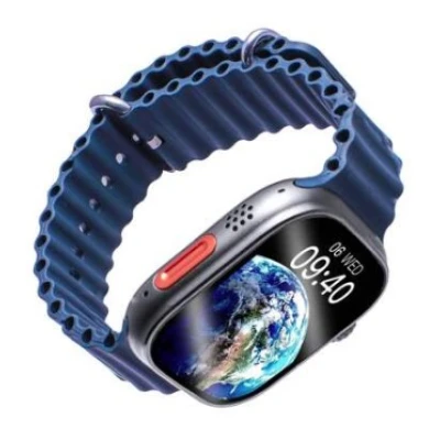Relógio Inteligente SmartWatch Bazik Prime W72 Pro MAX 2.0 na cor azul com tela de alta resolução